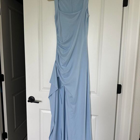Hello Molly Light Blue Maxi Dress Side Slit Size 4 - Picture 1 of 3
